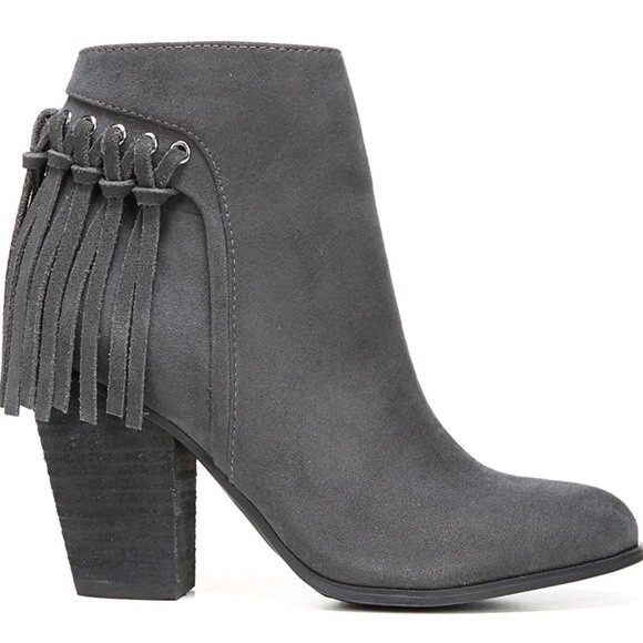Carlos by Carlos Santana gray fringe block heel suede boots women’s size 6.5 - Picture 1 of 9